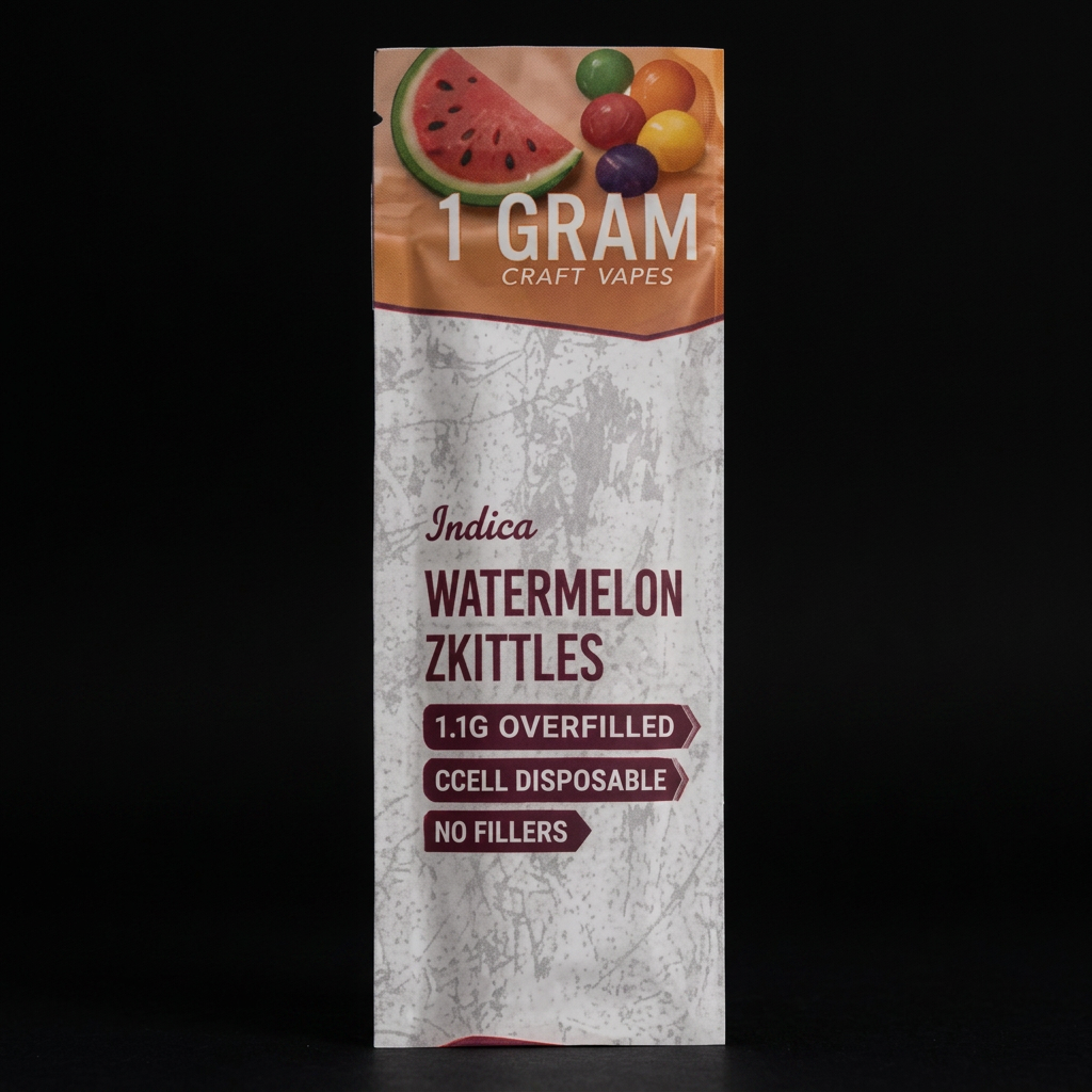 Watermelon Skittlez (Rechargeable · 3 Modes) 1.1g disposable dab pen packaging
