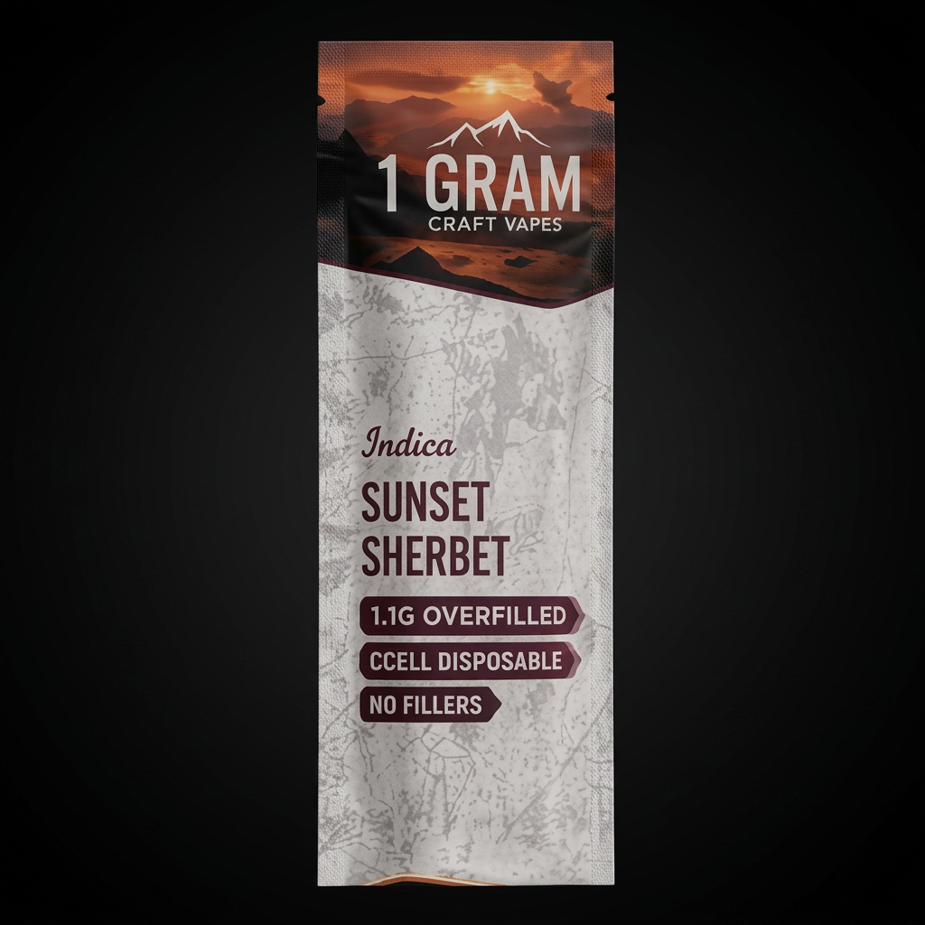 Sunset Sherbet (Rechargeable · 3 Modes) 1.1g disposable dab pen packaging